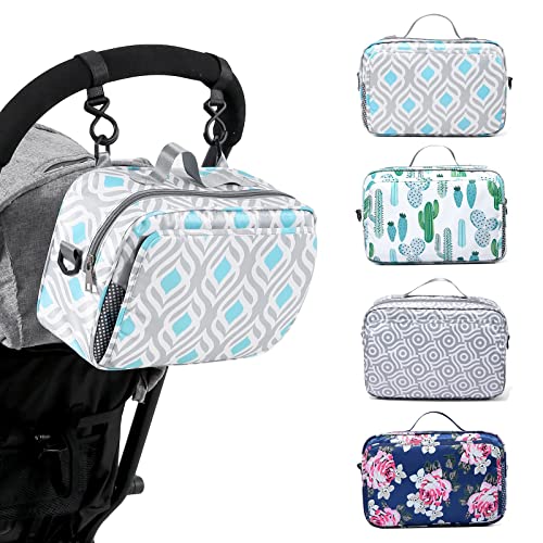 Image of GOGOSO Baby Stroller Bag Caddy Organizer for Baby Storage On the Go with Muti Pockets, Non-Slip Stroller Hooks and Adjustable Strap