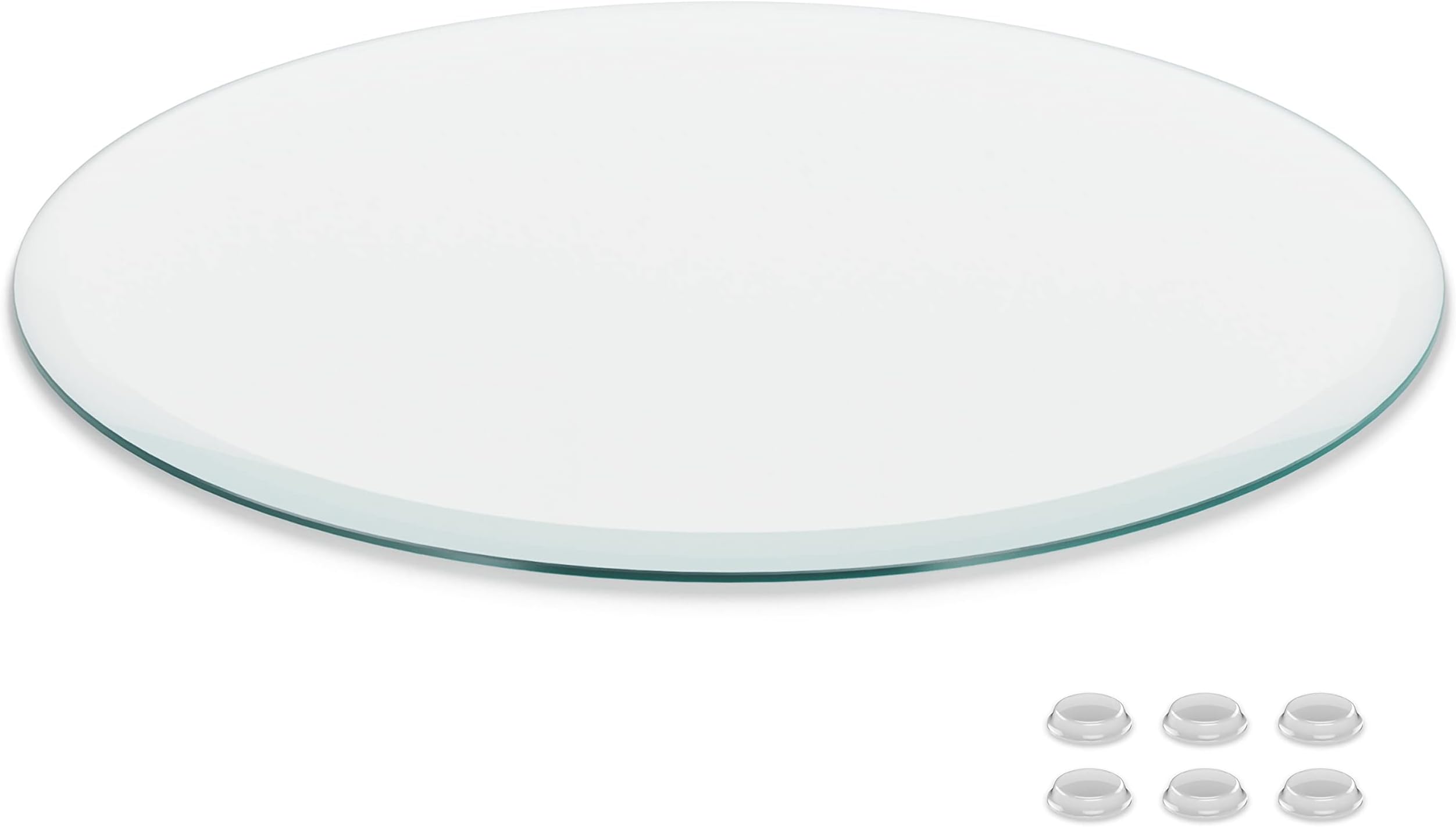 The Better Bevel 24 inch Round Glass Table Top - Clear Tempered Glass Surface Protector - Safe Beveled Edge - Coffee, Dining and End Table