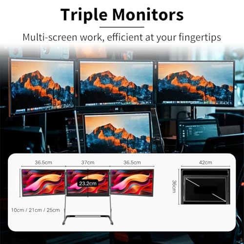 Image of 15.6 inch Laptop Screen Extender, Includes Power Bank, Fhd 1080p IPS Triple Laptop Monitor Extender for 13-17 inch Laptops, with HDMI /USB-C /Type-C, Compatible with Windows, Mac