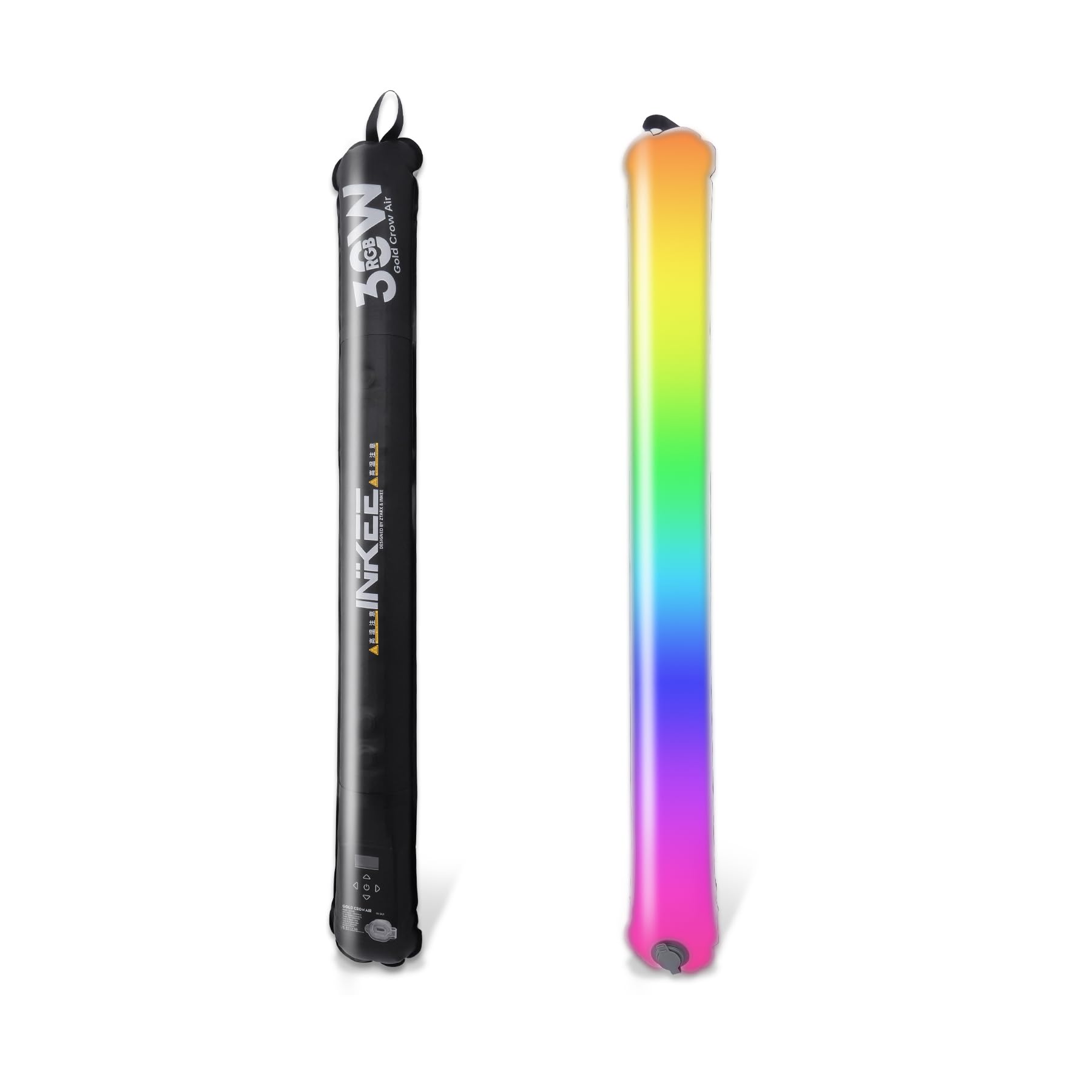 INKEE Ręczna lampa wideo RGB 30 W, 90 cm (35,5 cala), przenośna, nadmuchiwana, wbudowany akumulator 5000 mAh, światło TPU, 300 lx, temperatura barwowa 2000K-10000K, CRI 95 RGB do fotografii i