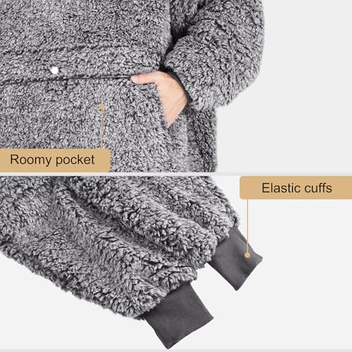 Image of Catalonia Oversized Hoodie Blanket Sweatshirt, Comfortable Sherpa Giant Pullover with Large Front Pocket for Adults Men Women Teenagers Wife Girlfriend