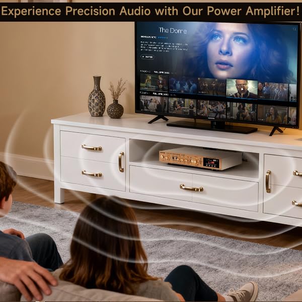 2000W HiFi Stereo Verstärker, Bluetooth 5.0, Ultra-Dünner 5cm Aluminium AV Surround Audio Verstärker, SD/USB, FM Radio