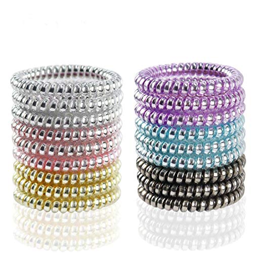 LOVOE Spiral Hair Ties No Crease Coil Hair Ties Phone Cord Hair Ties Elastics Hair Coils Ponytail Holder Women - 18 Pack