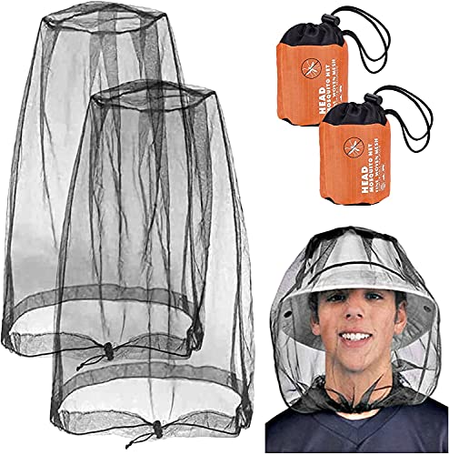2 Pieces Mosquito Head Net, Nylon Face Net Mesh,Mesh Bug Net for Outdoor Hiking Camping Climbing...