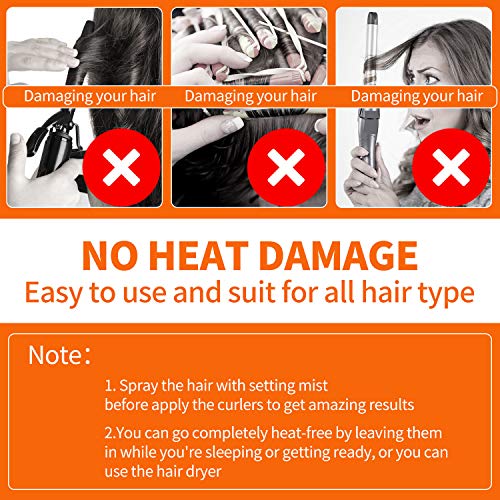 image for WILLBOND 36 Pieces No Heat Hair Curlers Spiral Curl Styling Kit Spiral