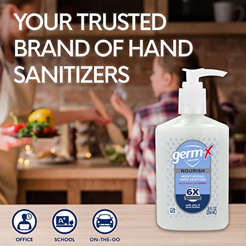 Germ-X Nourish Hand Sanitizer, 2-in-1 Moisturizing and Sanitizing Formula with Shea Butter, Vitamin E & Aloe, Non-Greasy, Fresh Citrus Scent, Back to School Supplies, Pump Bottle, 8 Oz (Pack of 6) - Thumbnail 5