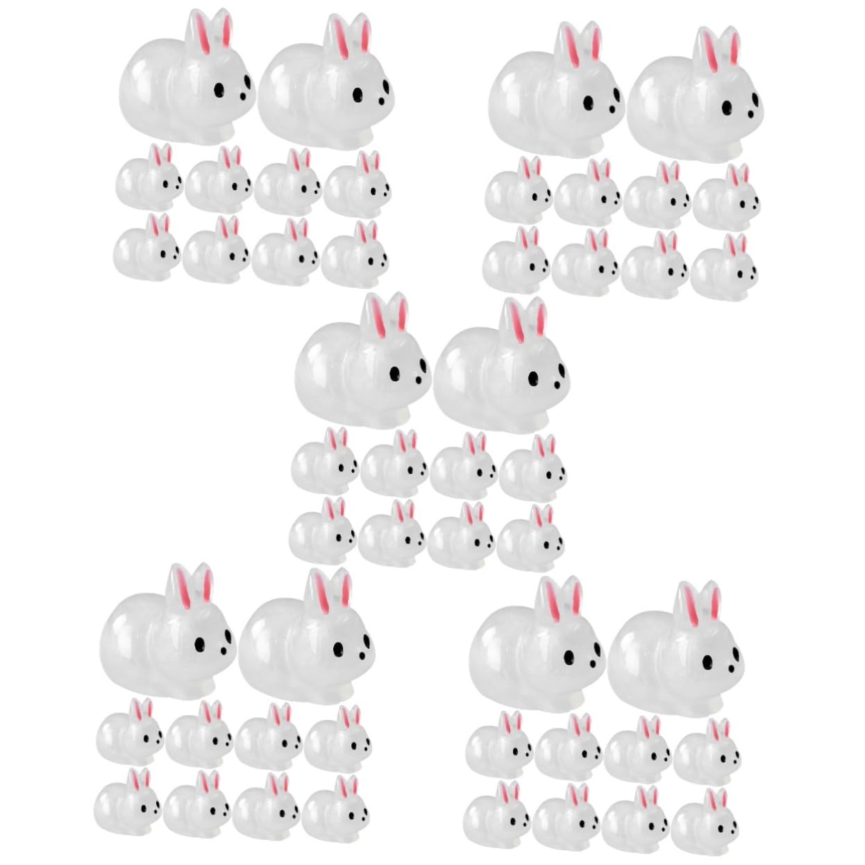 Generic 100 Pcs Micro Landscape Fat Rabbit Miniature Figurines Tiny Animals Garden Tiny Rabbit Statues Mini Rabbit Decor Garden Miniature Rabbit Mini Glowing Rabbit Mini Bunny Figurines