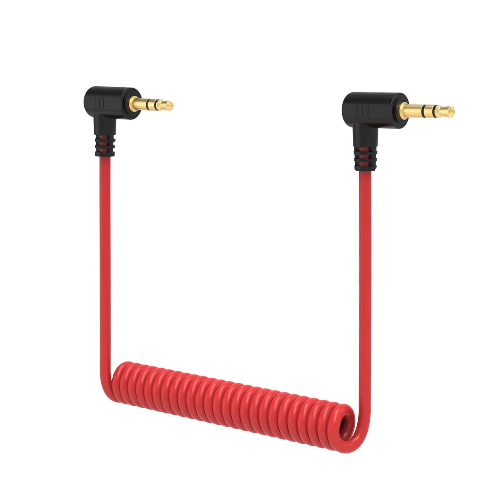 3.5mm TRS Microphone Cable Compatible with DJI Mic 2, Rode Wireless PRO/GO II/ME, Coiled Dual 3.5mm TRS Patch Cord for Camera, Camcorder, Recorder, and Audio Mixer (Red)