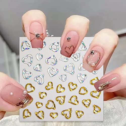 Rokhevn DCO-005 5D Gold Embossed Nail Art Stickers Crystal Soft Glue Irregular Geometric Frames Nail Stickers Sliver Hollow Designs Nail Decals Supplies Self Adhesive Stickers Diy Acrylic Nail Accessories thumb #2