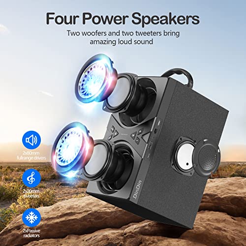 DINDIN-Bluetooth-Speakers-40WPeak-Wireless-Portable-Speaker-with-TWS-Subwoofer-and-Lights-75dB-Loud-Stereo-Sound-Rich-Bass-Bluetooth-50-and-Phone-Holder-For-Home-Party-Outdoor-CampingTravel