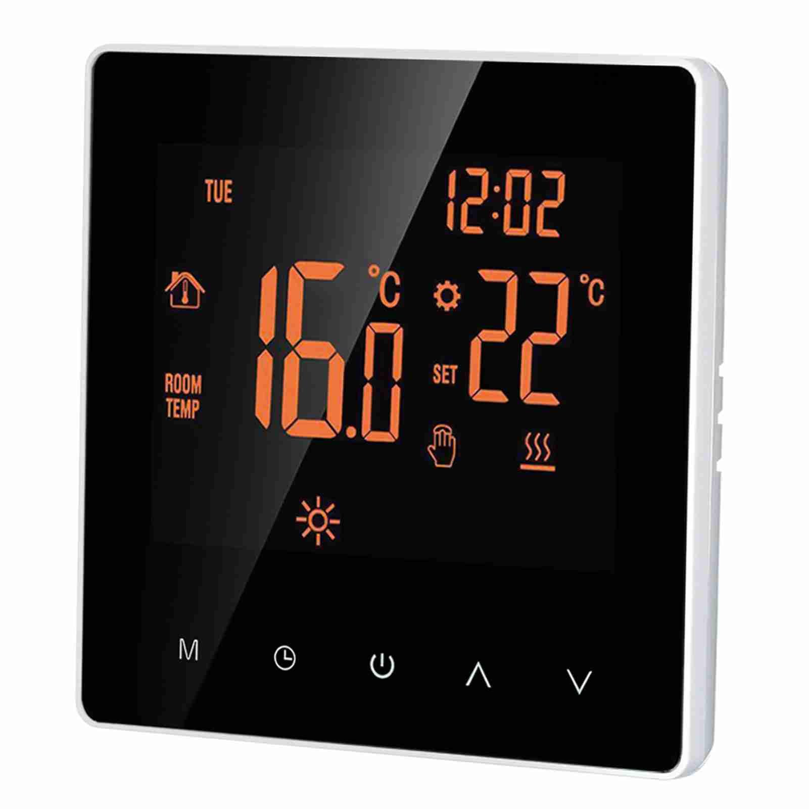 Kavolet Smart Thermostat for Electric Underfloor Heating, LCD Display Touch Screen Digital Temperature Controller Week Programmable Floor Heating Home School Office Hotel 16A, Orange