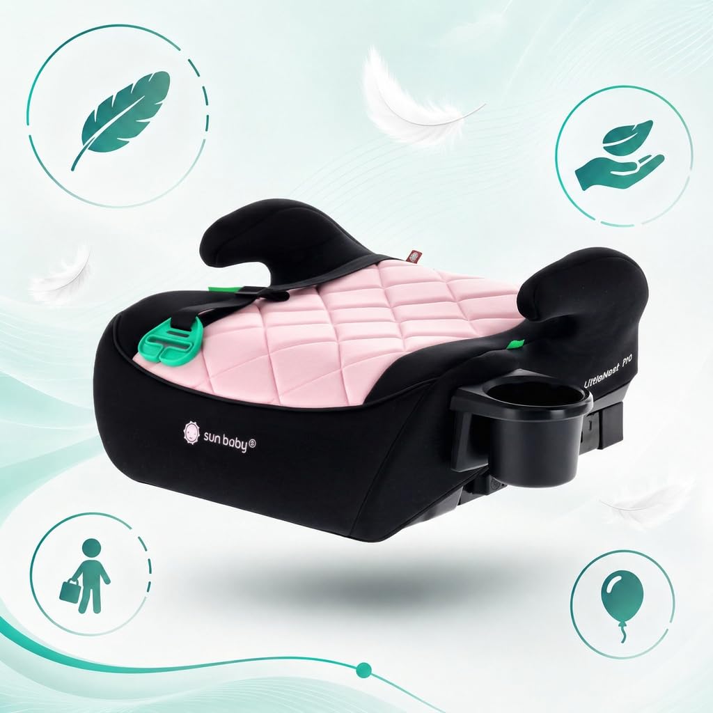 SUN BABY LITTLENEST PRO Rehausseur Auto ISOFIX i-Size R129 125-150 cm - Noir-Rose