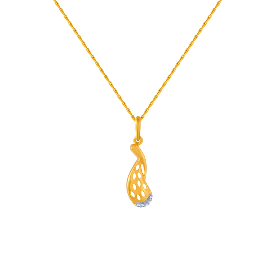 p.c. chandra jewellers 14k (585) Yellow Gold and American Diamond Pendant for Women-picture-33