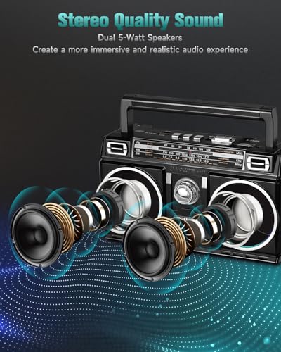 Image of PRUNUS J-750 AM FM SW Radio Portable with Bluetooth Speaker, USB TF Card Playing, Solar /USB-C Rechargeable, Double Speaker, Colorful Light, Transistor, Portable AM FM, Bluetooth
