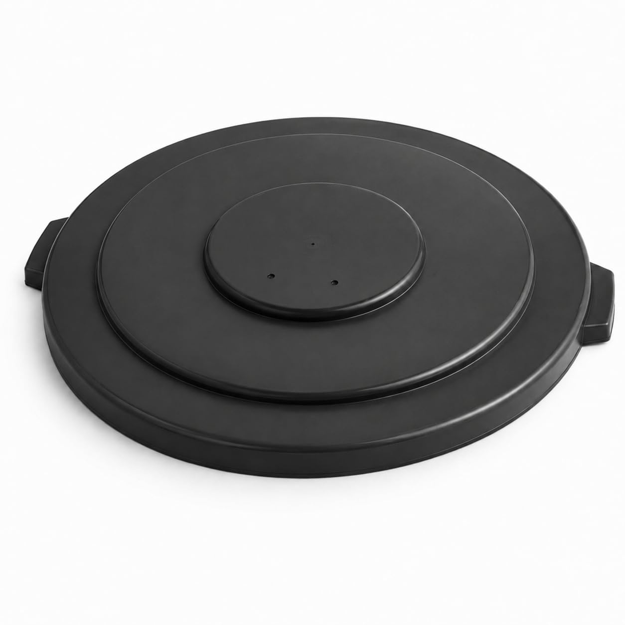 55 Gallon Black Round Commercial Trash Can Lid by Glownary – Sainless Steel, Silver, Model 475tcld55bk