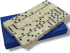 JOGO DE DOMINÓ PROFISSIONAL DE OSSO ESTOJO COM 28 PEÇAS GRANDES PROFISSIONAL COM ESTOJO PARA ARMAZENAGEM