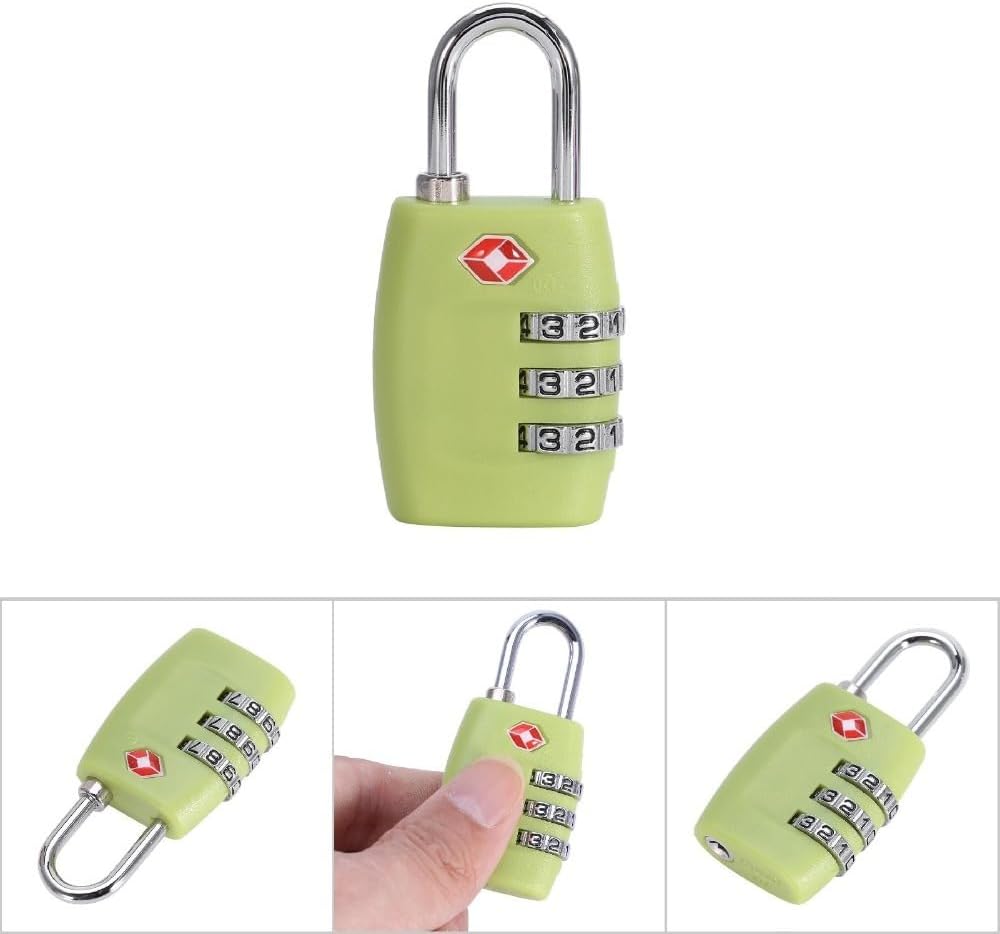 2-Pack Combination Luggage Locks - 3 Digit Keyless Security Padlocks for Suitcases, Backpacks & Gym Lockers (2.48x1.22x0.51in)‌(Green)