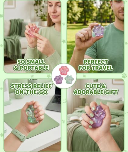 Image of 3PCS Taba Squishy Cat Paw, Taba Squishy for Relaxing Sensory Fidget Pinch Family for Kids Cat Paw Squeeze Cute Beautiful Cat Paw (REEEN)