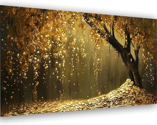 Malen Nach Zahlen Erwachsene Baum Malen Nach Zahlen Gold Malen Nach Zahlen ab 10 Jahre ädchen Ölgemälde für Kinder Mit 3-Pinseln und Acrylfarbe Paint by Numbers Kit Geschenke (Ohne...