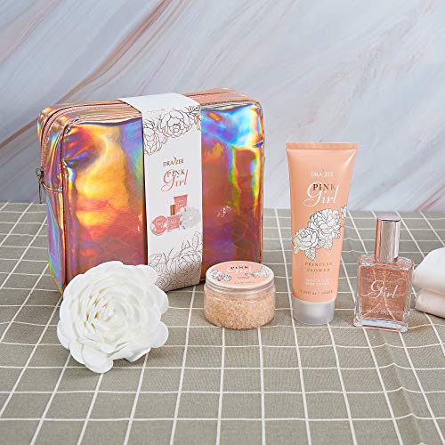 Draizee Home Spa Bath Gift Set for Womens and Girls w/ Refreshing Princess Flower Fragrance, 4 Pieces - Luxury Skin Care… - Image 5
