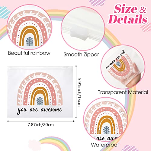 Amylove 100 Pcs Cosmetic Makeup Bag Bulk for Women Inspirational Zipper Pouch Rainbow You Are Awesome Travel Pouch Toiletry Bag for Women Girls Teacher Friend Birthday Party2