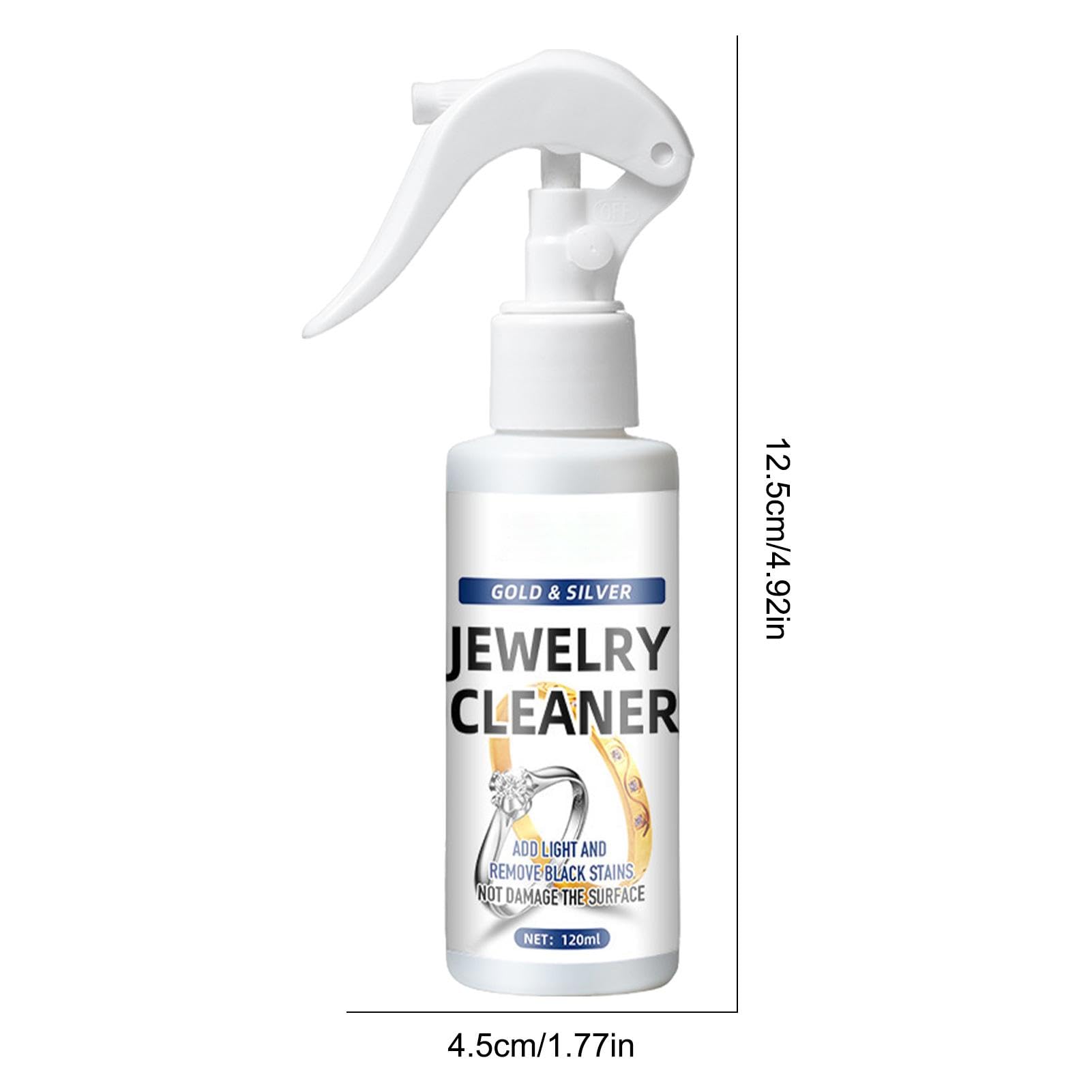 Spray do czyszczenia biżuterii, 120 ml, natychmiastowy środek do usuwania matowienia, rdzy i srebra, łagodny środek do czyszczenia biżuterii, do złota, mosiądzu, kamieni szlachetnych
