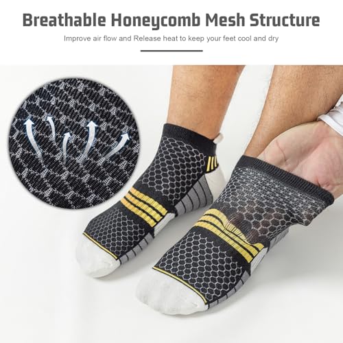 6 Pack Men's Ankle Socks, Cushion Running Athletic Socks, Breathable Sports Low Cut Socks2