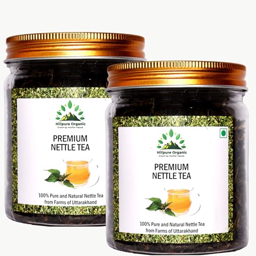 Hillpure Organic Premium Himalayan Nettle Leaf Tea - Pack Of 2 (50gm Each) | Herbal and Natural Loose Tea Leaves | Helps in Kidney Detox, Blood Sugar & Blood Purification