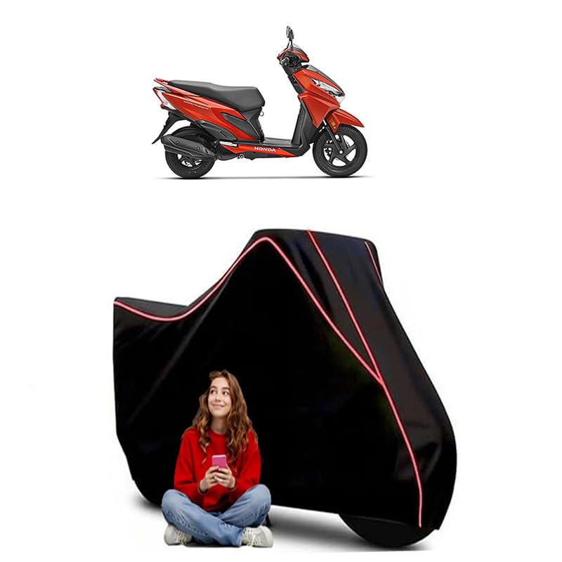 Image of Grazia BS6 Scooty Bike Cover Water Resistant Outdoor Use Universal Fit Scooters Motorcycles Heavy Duty UV Protection Dust Rain Scratch Resistant Elastic Bottom Black Blue Piping