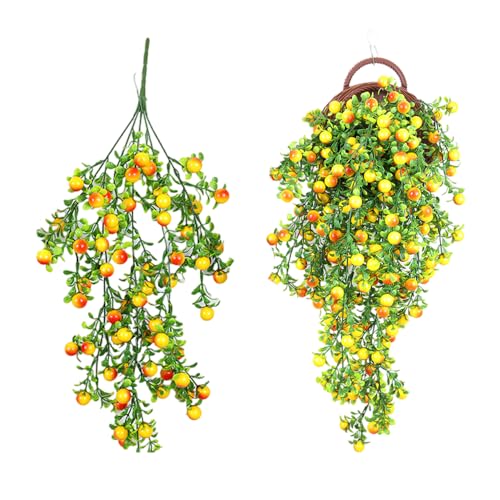 wocpvm 2 Piezas de 75 cm de Plantas Artificiales Colgantes Flores Colgantes Artificiales Plantas Colgantes Hiedra Artificial para Oficina, Hogar, Fiesta, Decoración de Bodas (Amarillo)