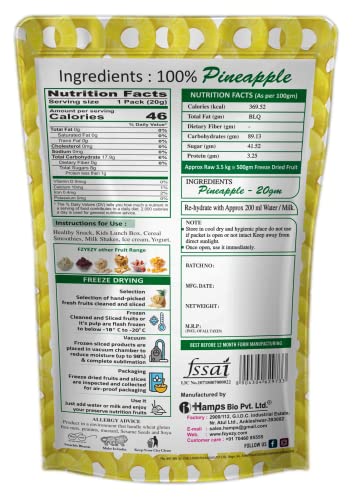 Image of FzyEzy Healthy Dried Pineapple Fruits Candy /Chips /Slices | High Dietary Fibers & Antioxidant| Boosts Digestion| Good Snacks for Kids & Adults (20gm)