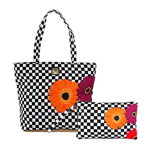 FOR TIME, Bolso lona mujer cubierto - Bolso playa mujer - bolso mujer - the tote bag beach - incluye Bolso playa con bandolera verano mediana para mujer de lona para la playa o viaje, Rosaestela