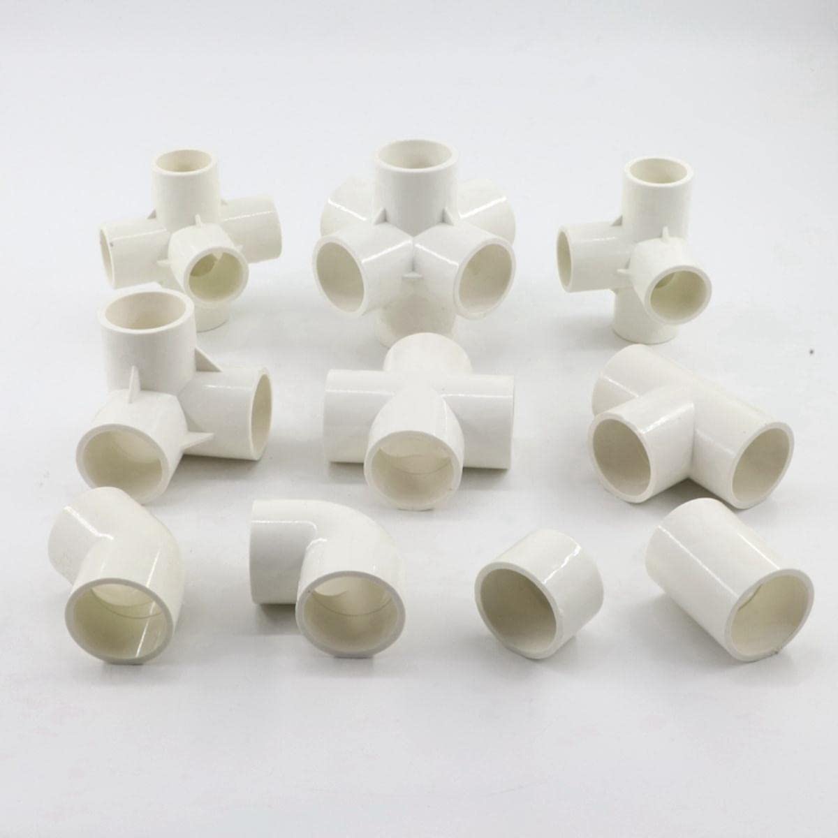 ID 20/25/32mm Raccordi per Tubi in PVC Bianco Raccordo a T a Gomito Dritto Adattatore per Giunto per Tubo dell'Acqua 3 4 5 6 Vie Connettore per Acqua da Giardino-6 Vie, Diametro Interno. 32 mm, 5 p