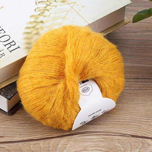 Tomotato Mohair Wool Yarn, Soft Angora Knitting, Long Mohair Pashm, DIY Shawl Scarf, Crochet Thread Supplies (Yellow) - Image 2