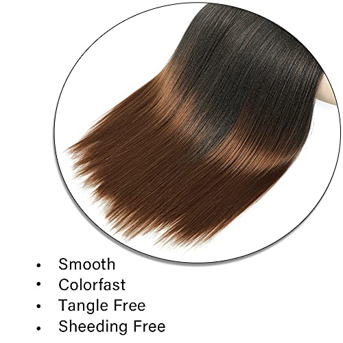 X-Tress Ombre 2 Tone Color Braiding Hair 4 Packs Spectra Braids 24" Pre-Stretched Braiding Hair Easy Braids Hairstyle Long Lasting Kinky Straight Hair Natural Looking Easy To Use(#T1B/30) - Image 4