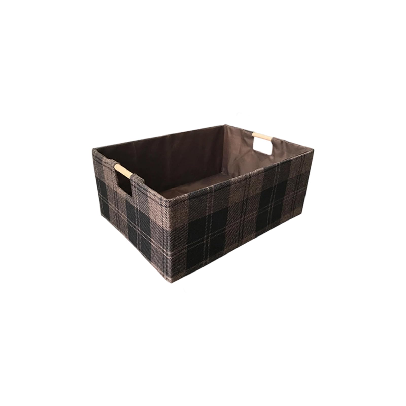Buxuaaaa Coffee Color Multipurpose Cloth Storage Basket For Home Organization With Sturdy Wooden Handles And User Friendly Design Foldable Fabric Storage Box