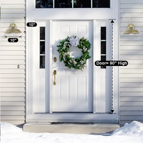 Image of Brass Outdoor Gooseneck Light, 10'' Diameter Gooseneck Barn Wall Sconce for Porch, Exterior Waterproof Farmhouse Light Fixture with Wall Mount, 2 Pack, LM2201-GL-2P