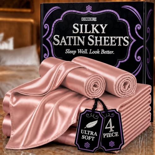 Image of DECOLURE Satin Sheets Full Size | Softer Than Silk | Luxury 4 Pc Bed Set