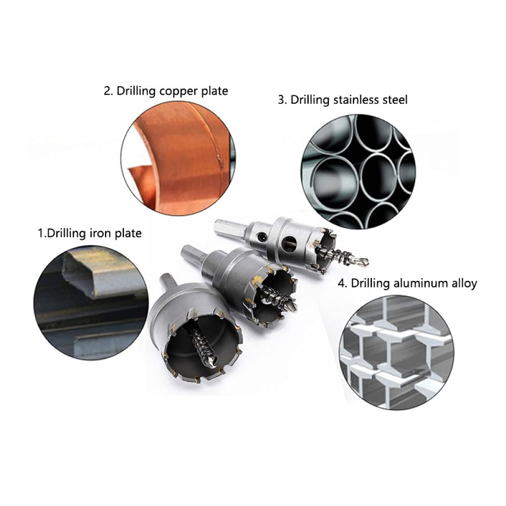 Taglierina per sega a tazza TCT con punta in metallo duro 16-100mm per lamiera di acciaio inossidabile Kit di taglierina per la lavorazione dei metalli in lega di perforazione del ferro Set di punte d
