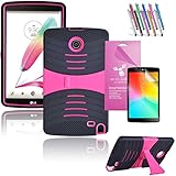 LG G Pad 2 8.0 /G Pad F 8.0 Case, EpicGadget(TM) Heavy Duty Hybrid Case Full Protection Cover with Kickstand For LG Gpad 2 8 / Gpad F 8+ G Pad 2/F 8.0 Screen Protector and 1 Stylus (Black/Pink)