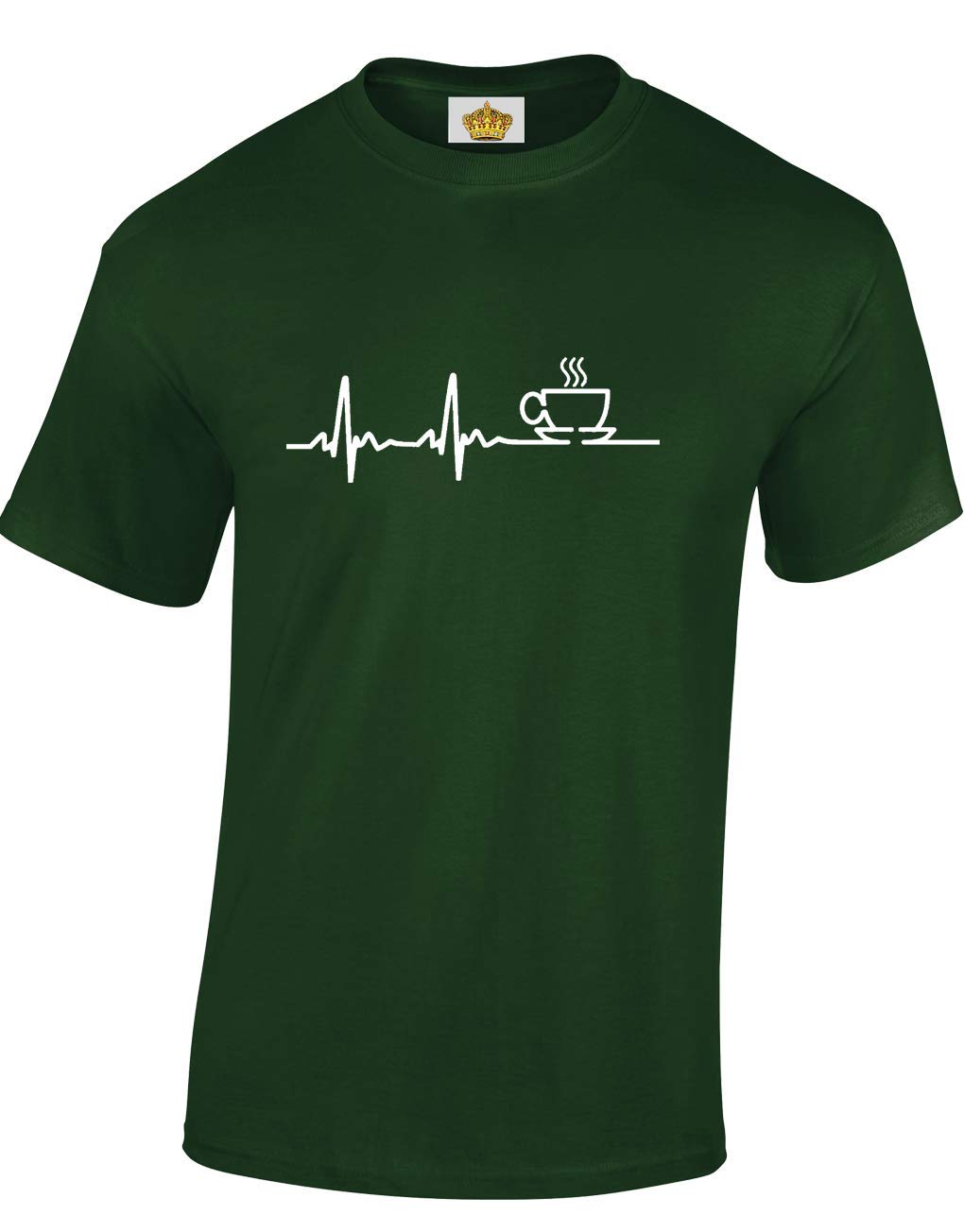 Crown Designs Men's Dark Green Coffee Ecg Novelty Gift For & Teenagers T-Shirts Tops (Dark Green/Xx-Large)