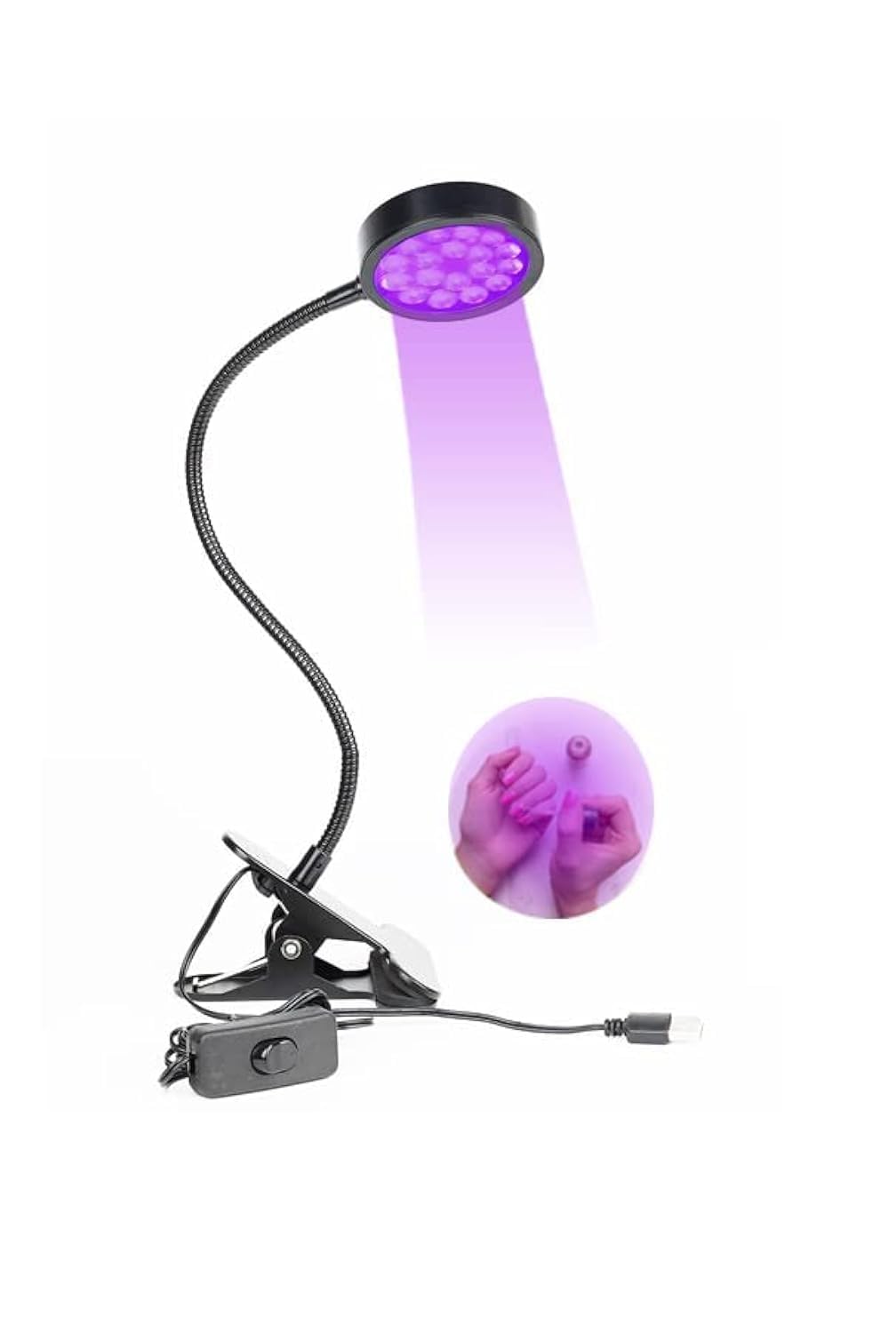 UV LED Black Light, 5W USB Portable, UV Light for Resin, Blacklight with Gooseneck and Clip for Halloween Decoration, Glow Party, Poster, UV Gel Nail Curing, Neon Body Paint, Bedroom, Fun Atmosphere