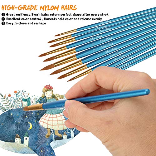 Pinsel teiliges Set,Nylon Pinsel, Nylonhaar Künstler Acrylpinsel für Acryl Aquarell Ölgemälde (Blau) – Bild 5