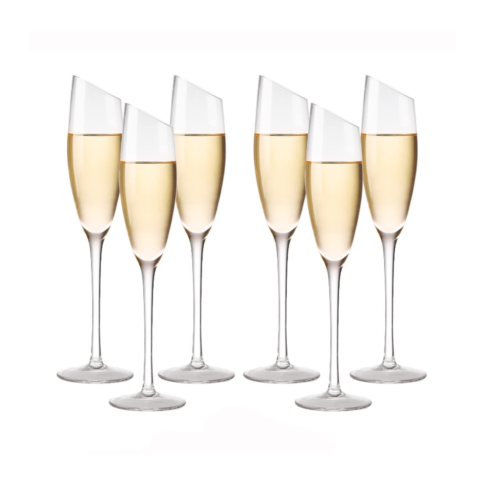 Verres à champagne Ensemble de 6 verres à champagne Gobelets en verre de cristal Flûte à champagne domestique pour douche nuptiale, mariage, enterrement de vie de jeune fille Flûtes à champagne (Coule