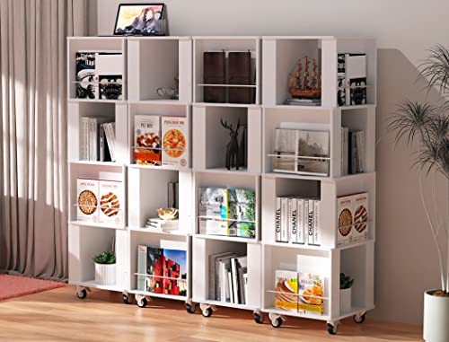 360 Rotating Bookshelf, Corner Bookshelf With Wheels, Multi-Functional Book Shelf Organizer For Kids&Adults, 2 Tier White Bookshelf For Bedroom Classroom Nursery #TOP5