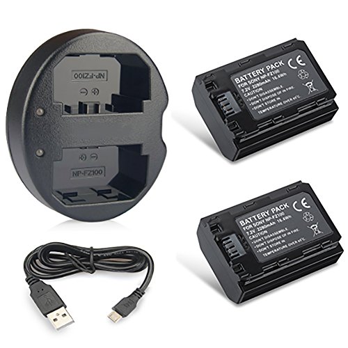 Expresstech @ 2X Reemplazo batería NP-FZ100 FZ100 NPFZ100 2280mAh + USB Cargador para Sony Alpha a9 7R III a7 III a7R3 a73