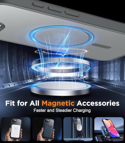 Image of Elzzi Magnetic for iPhone16e /17e Case (Compatible with MagSafe)(Military Grade Drop Protection) Slim Translucent Matte Shockproof with Anti-Fingerprint Phone Case,Grey