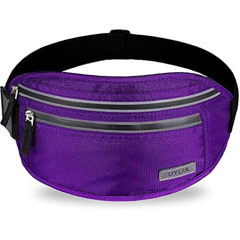 UYLIA Riñonera con Banda elástica Ajustable, Cremallera Impermeable (Morado) Cover