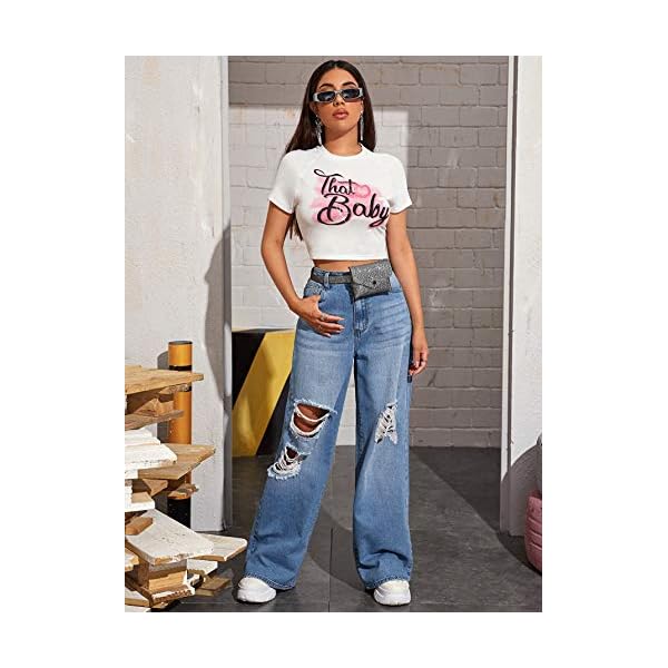 SweatyRocks-Womens-Casual-Loose-Ripped-Denim-Pants-Distressed-Wide-Leg-Jeans SweatyRocks Women's Casual Loose Ripped Denim Pants Distressed Wide Leg Jeans Blue Medium