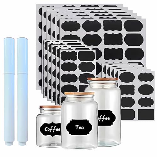 244 Erasable Chalkboard Labels Bulk Includes 2 Chalk Marker，Reusable, Removable,Parties Decoration, Craft Rooms, Weddings, Storage, Marker for Mason Jars, Organize Your Home & Kitchen